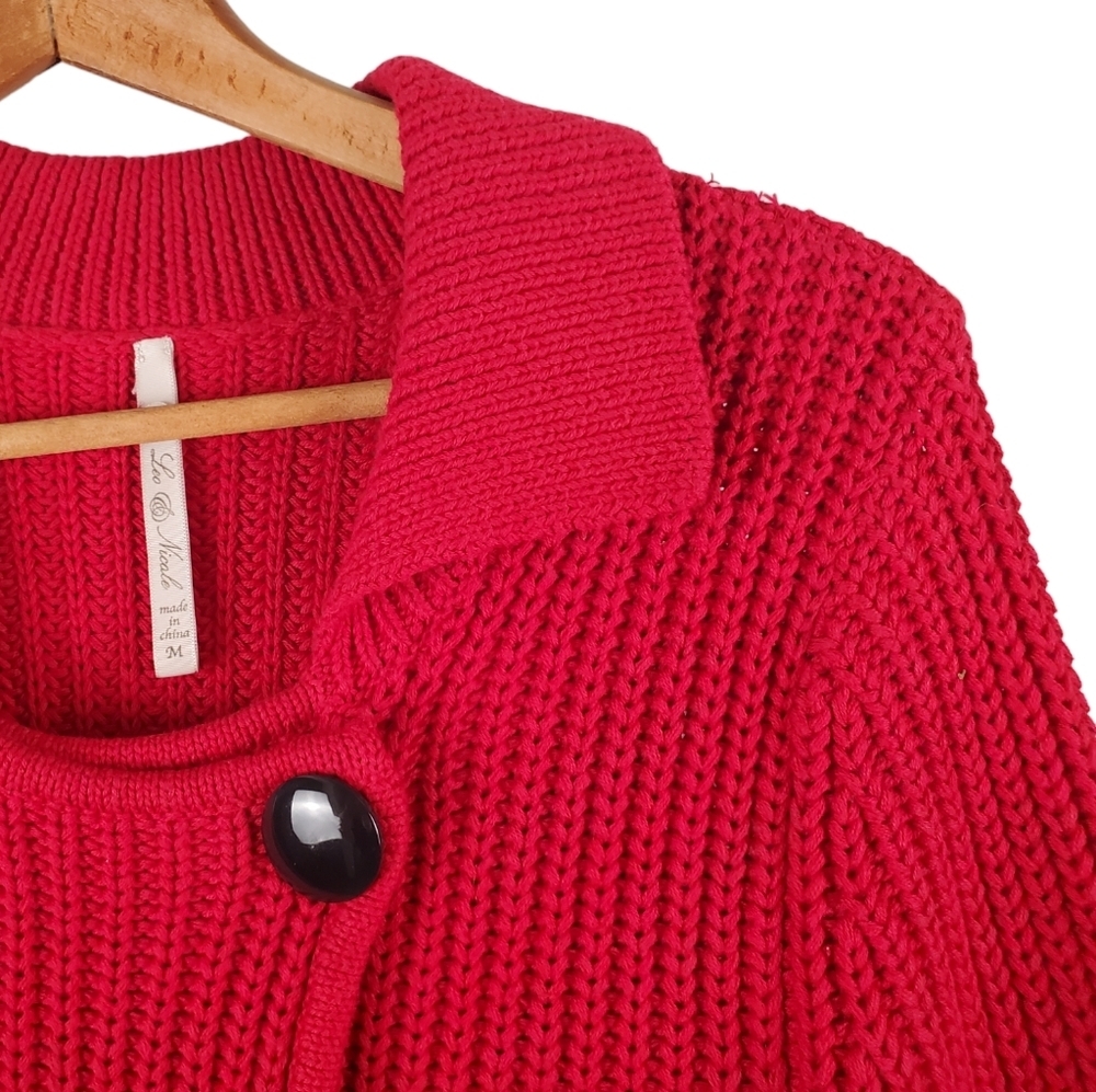 Women's Leo & Nicole Cotton knit cardigan. Red. MED - Picture 2 of 12